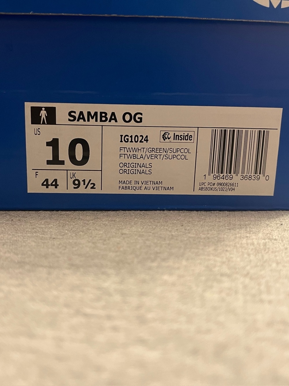 Adidas Samba OG Cloud White Green Gum Indoor Soccer Men's Size 10 IG1024 - Picture 11 of 12